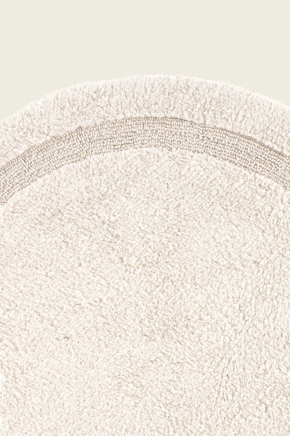 Puffed Yuvarlak Banyo Paspası %100 Pamuk 100x100 Ekru