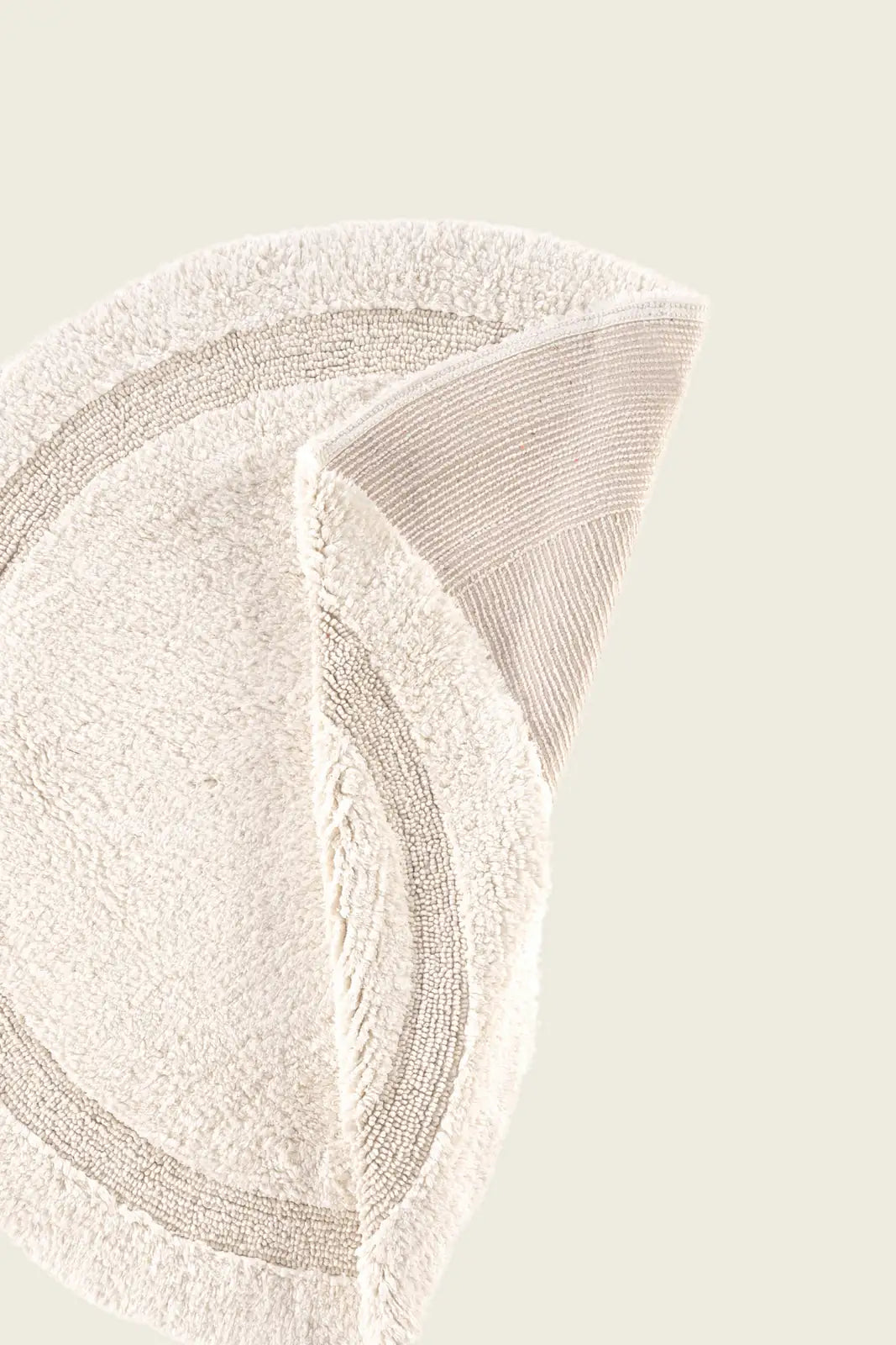 Puffed Yuvarlak Banyo Paspası %100 Pamuk 100x100 Ekru