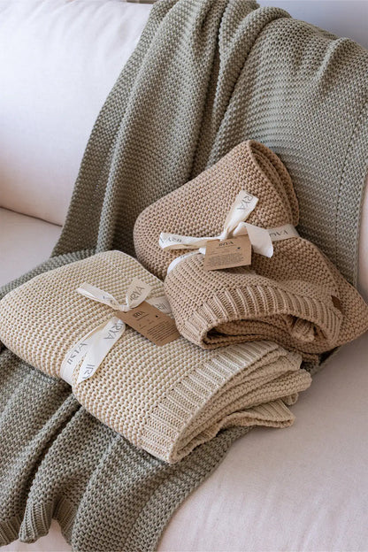 Sage Knitted Blanket 130x170 Mint