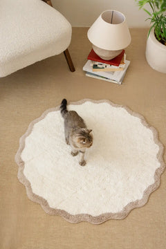 Scallop Yuvarlak Banyo Paspası Bambu 90x90 Bej