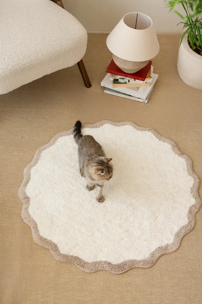 Scallop Yuvarlak Banyo Paspası Bambu 90x90 Bej