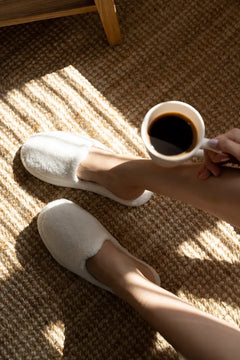 Sedef Bamboo Unisex Thick Sole Terry Slippers Ecru