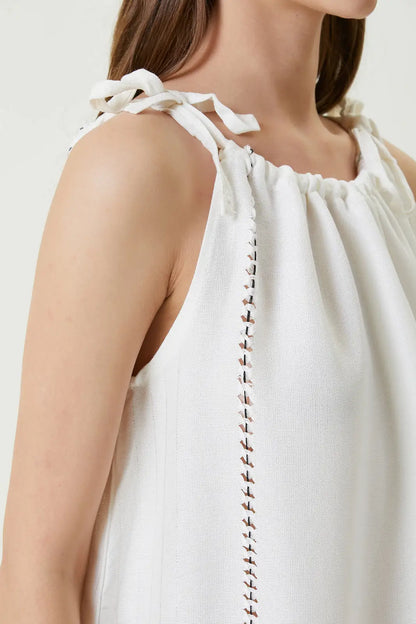 Serene Gathered Beach Dress - Black Knitted Openwork