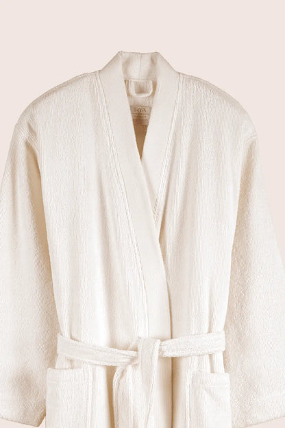 Solena %100 Pamuk Kadın Bornoz Ekru