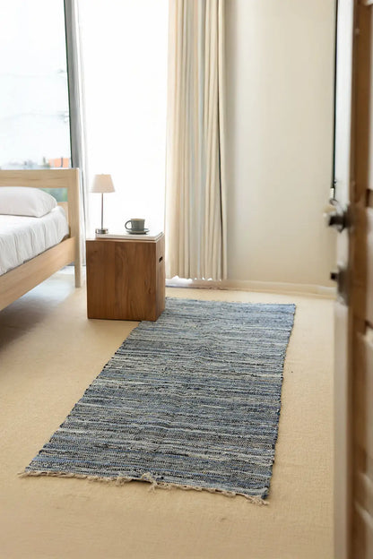 Striped Denim Kilim Ekru/İndigo 80x250