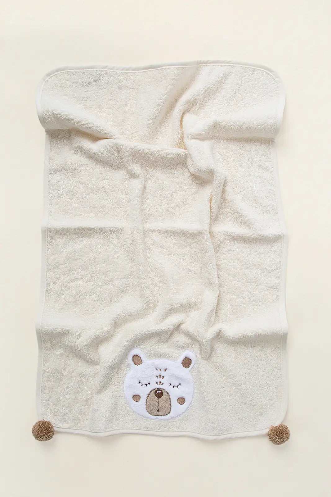 Teddy 2-Piece Organic Newborn Gift Set Cream | Towel, Bib