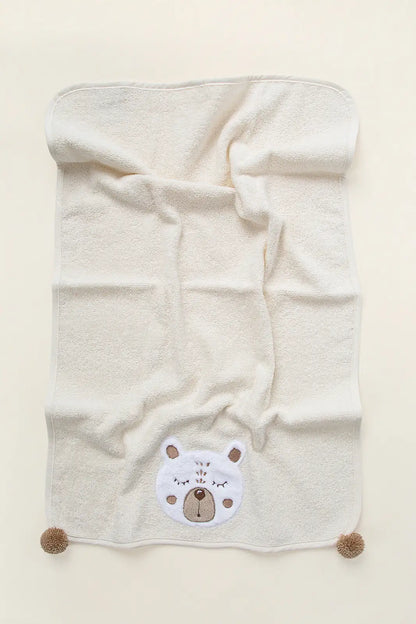 Teddy 2-Piece Organic Newborn Gift Set Cream | Towel, Bib