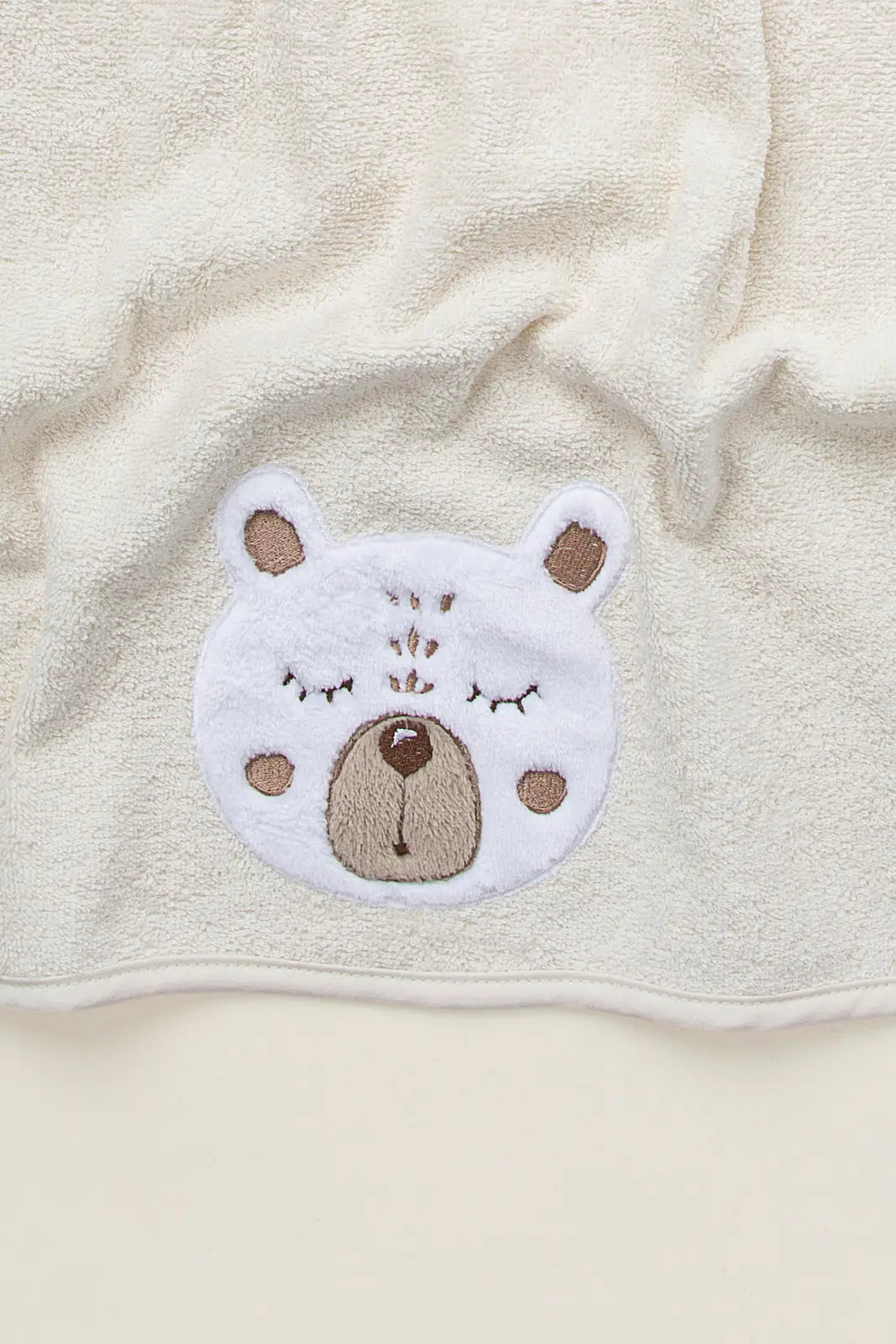 Teddy 2-Piece Organic Newborn Gift Set Cream | Towel, Bib