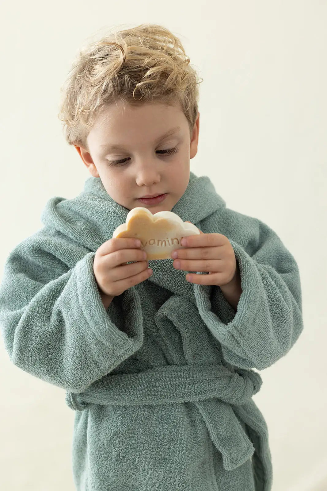 Tiny Bear Organic Cotton Kids Bathrobe Mint