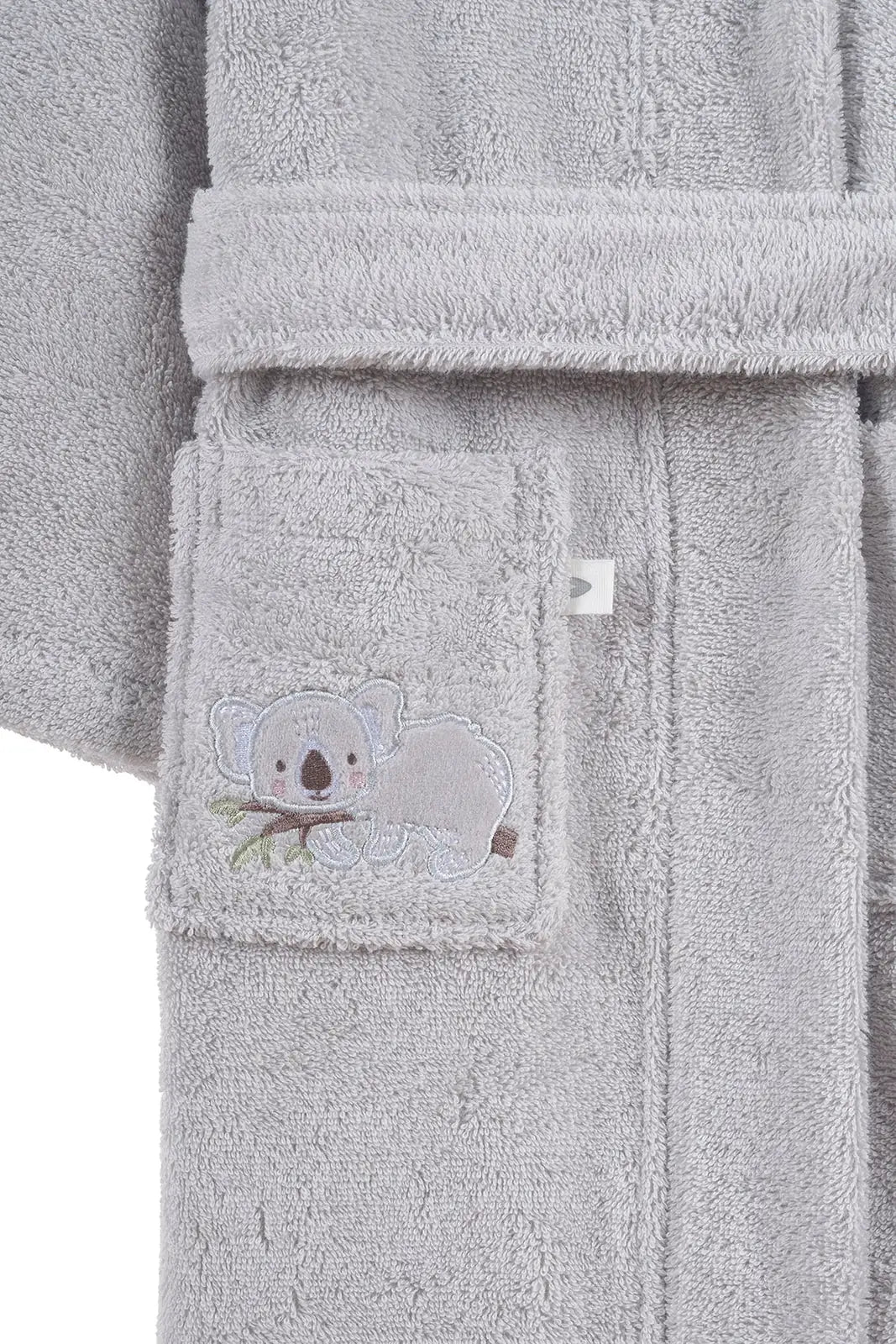 Tiny Koala Organic Cotton Embroidered Kids Bathrobe Gray