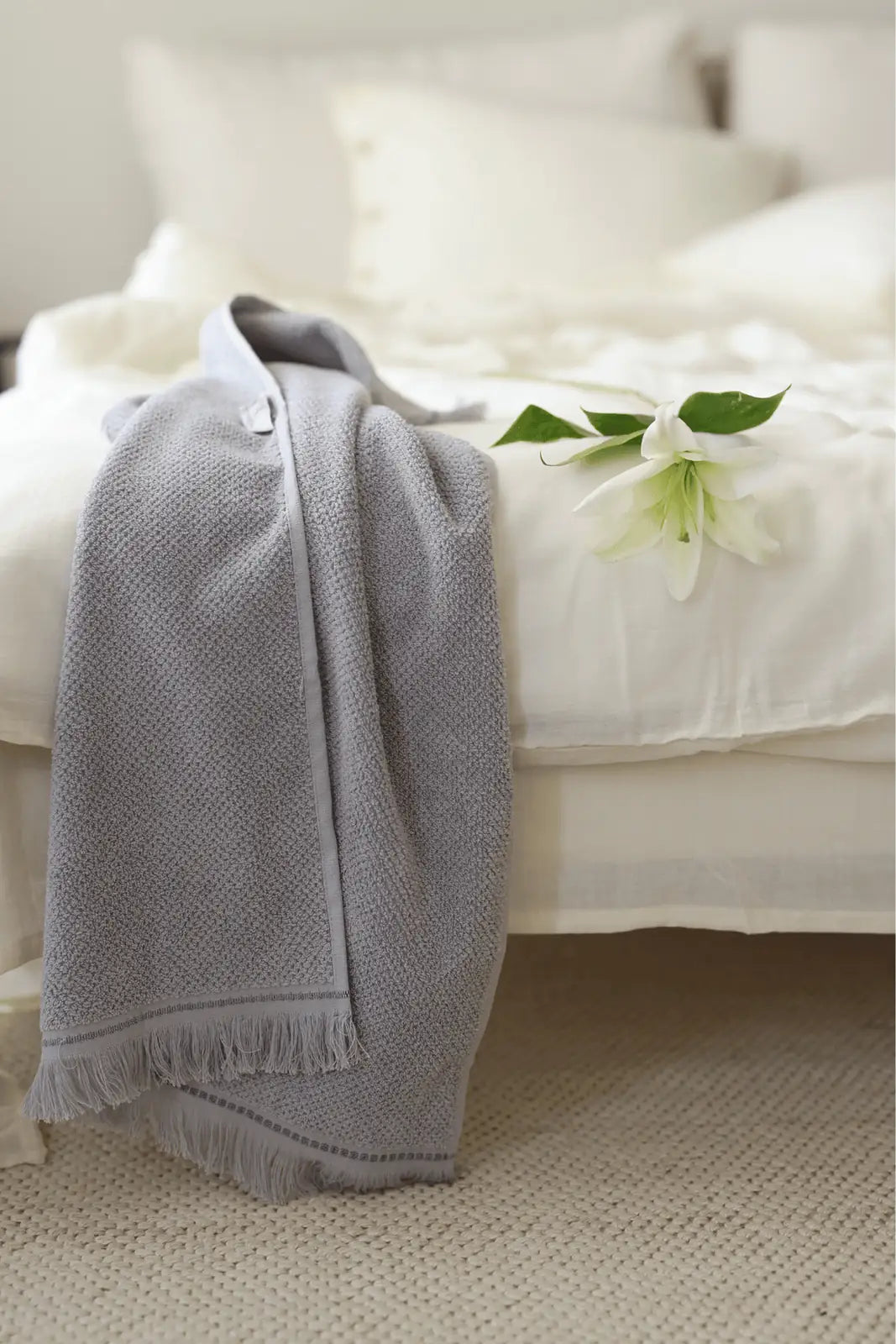 Travertine%100 Pamuk Banyo Havlusu 70x140 Gri