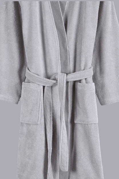 Travertine %100 Pamuk Kadın Bornoz Gri