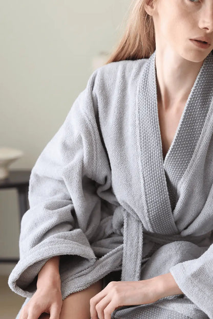 Travertine %100 Pamuk Kadın Bornoz Gri
