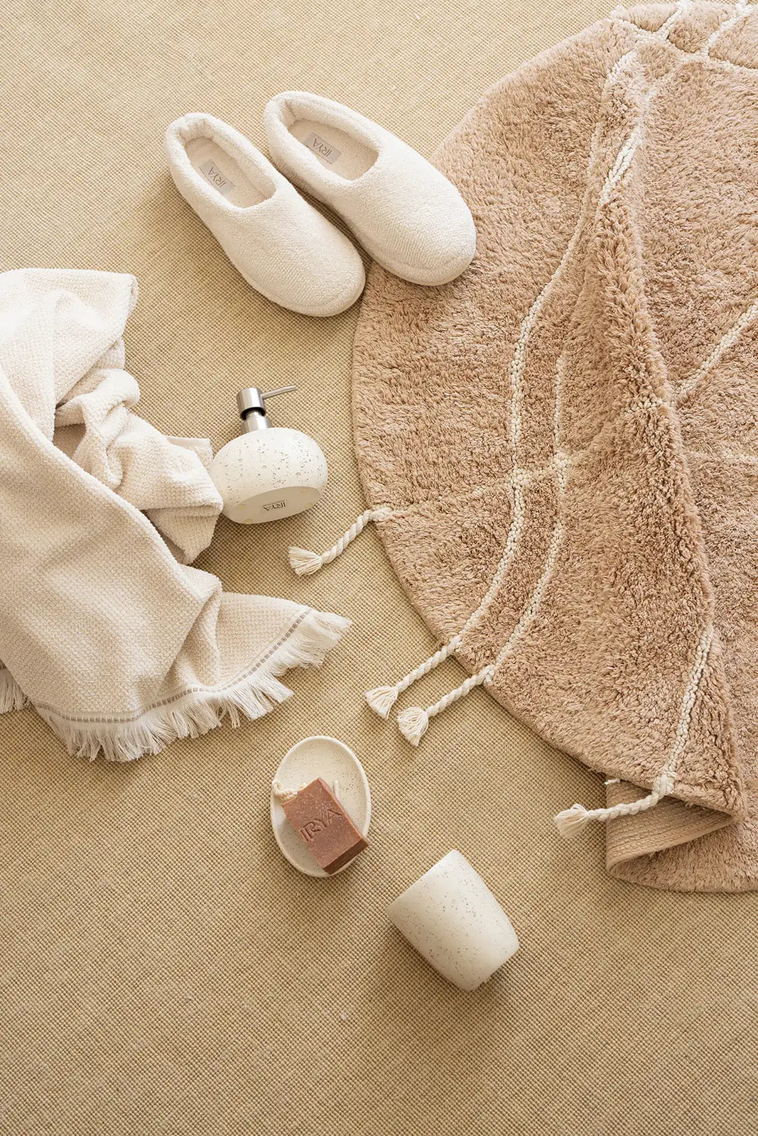 Travertine %100 Pamuk Unisex Havlu Terlik Açık Bej