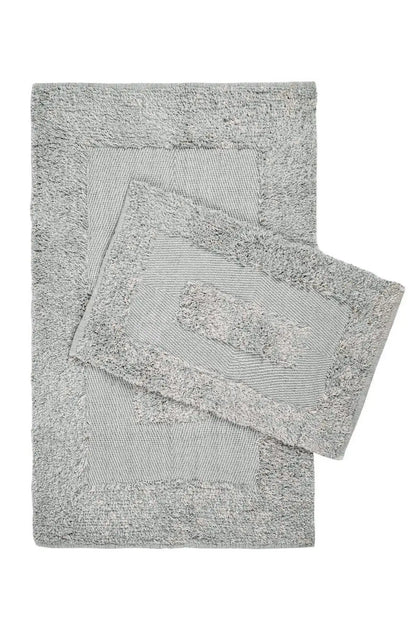 Vivian 2 Piece Bath Mat Set 100% Cotton 40x60 + 60x90 Gray