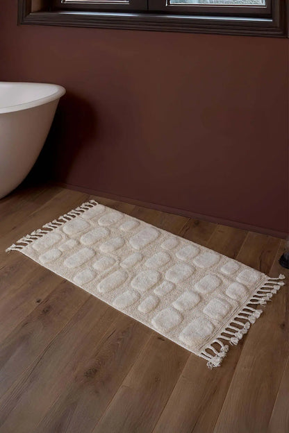 Wall Single Bathroom Mat 100% Cotton 70x150 cm Ecru