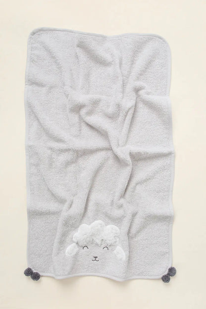 Wooly 2-Piece Organic Cotton Newborn Gift Set Light Gray | Towel, Bib