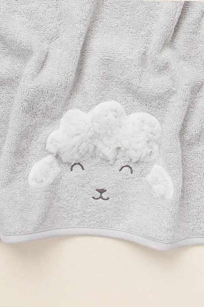 Wooly 2-Piece Organic Cotton Newborn Gift Set Light Gray | Towel, Bib