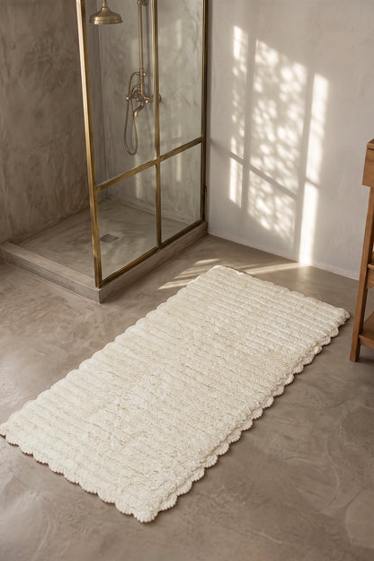 Arora Tekli %100 Pamuk Banyo Paspası 70x130 Cm Milk Ekru