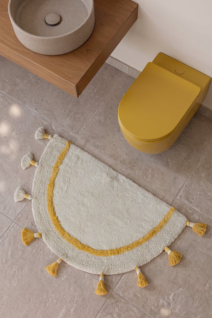 Gigi Tekli %100 Pamuk Banyo Paspası 50x80 Cm Milk Ekru - Hardal