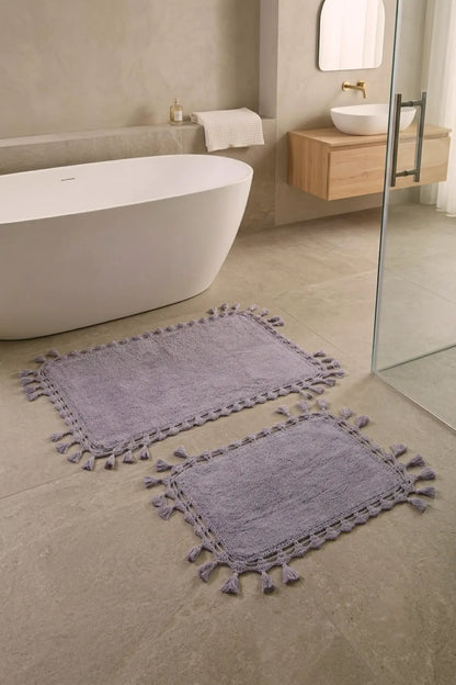 Lorna 2 Piece Bath Mat Set 100% Cotton 40x60 + 60x90 Lilac