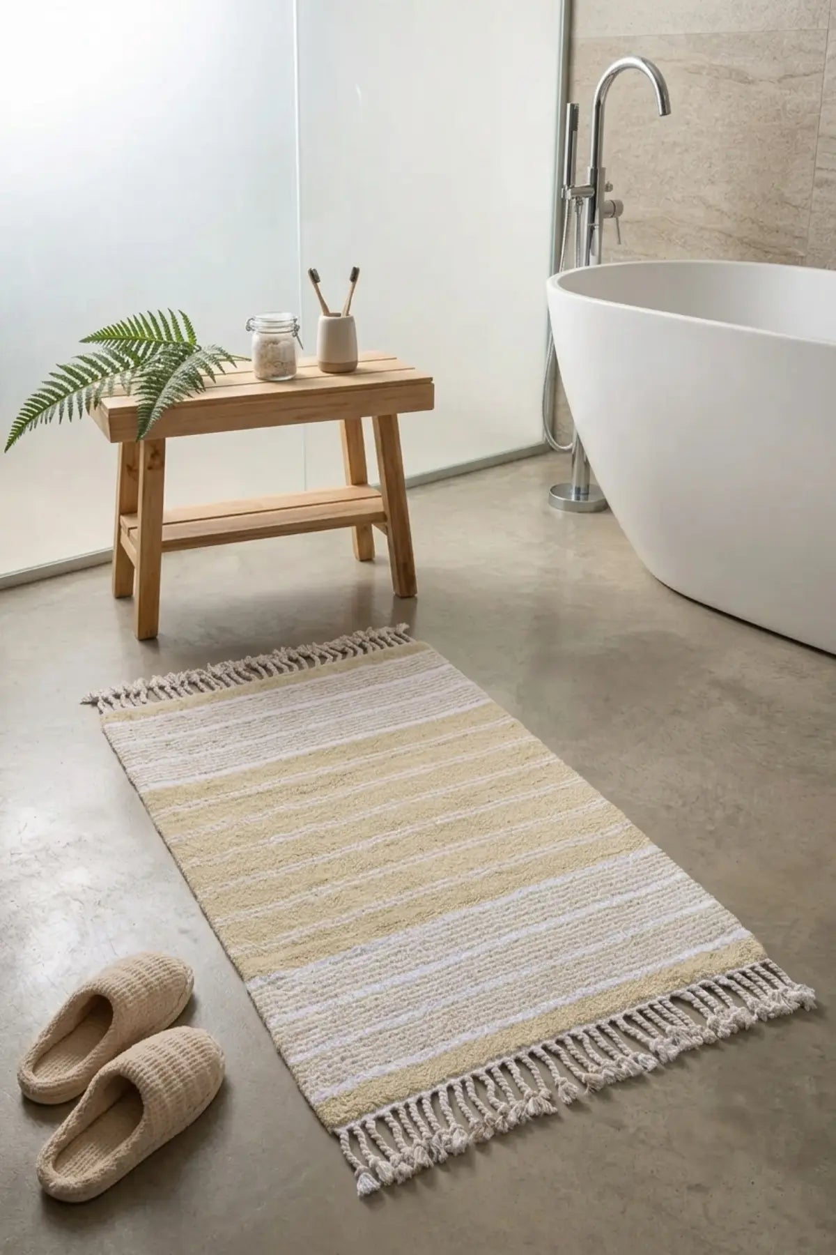Martil Single Bath Mat 100% Cotton 70x110 Beige