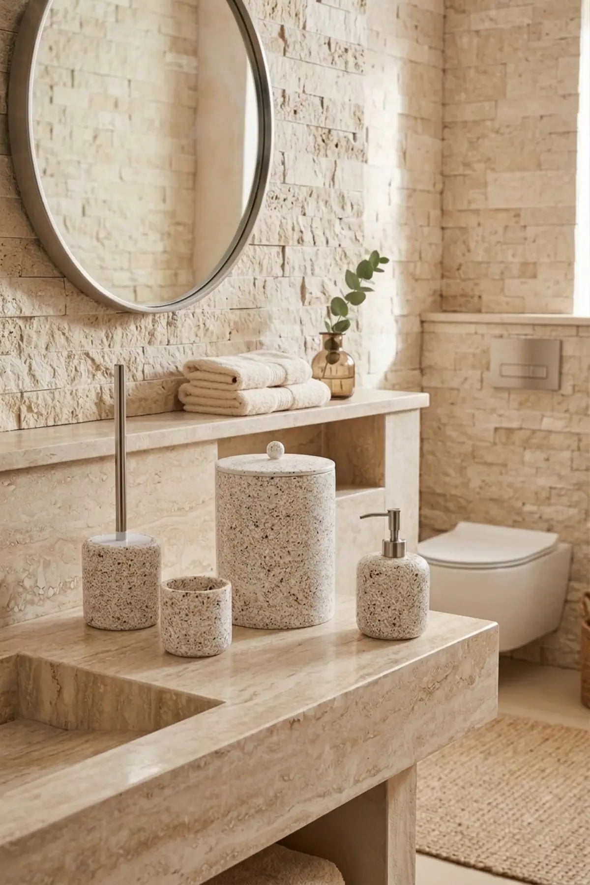 Mosaic 4 Parça Banyo Akseusar Seti Ekru