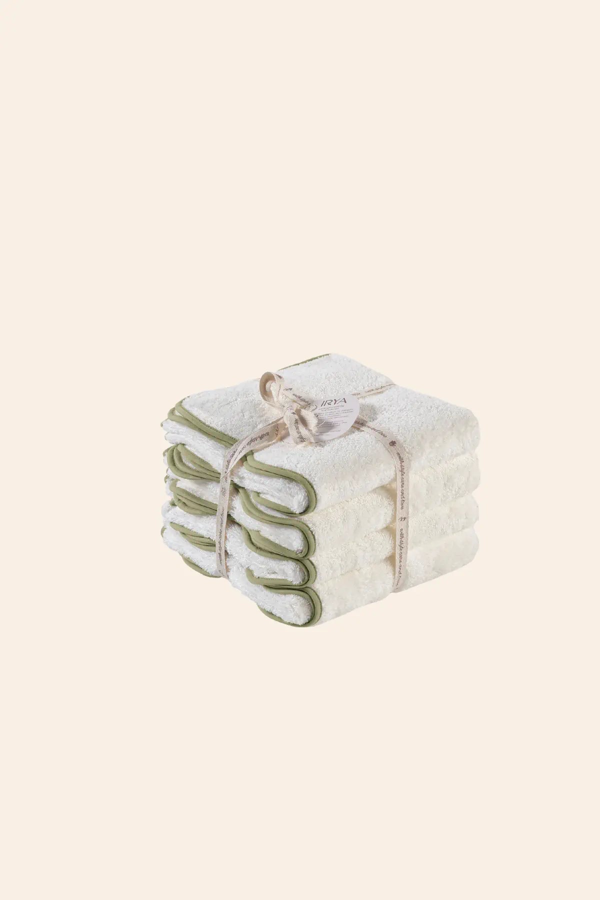 Scallop %100 Pamuk Havlu Seti Ecru+Olive