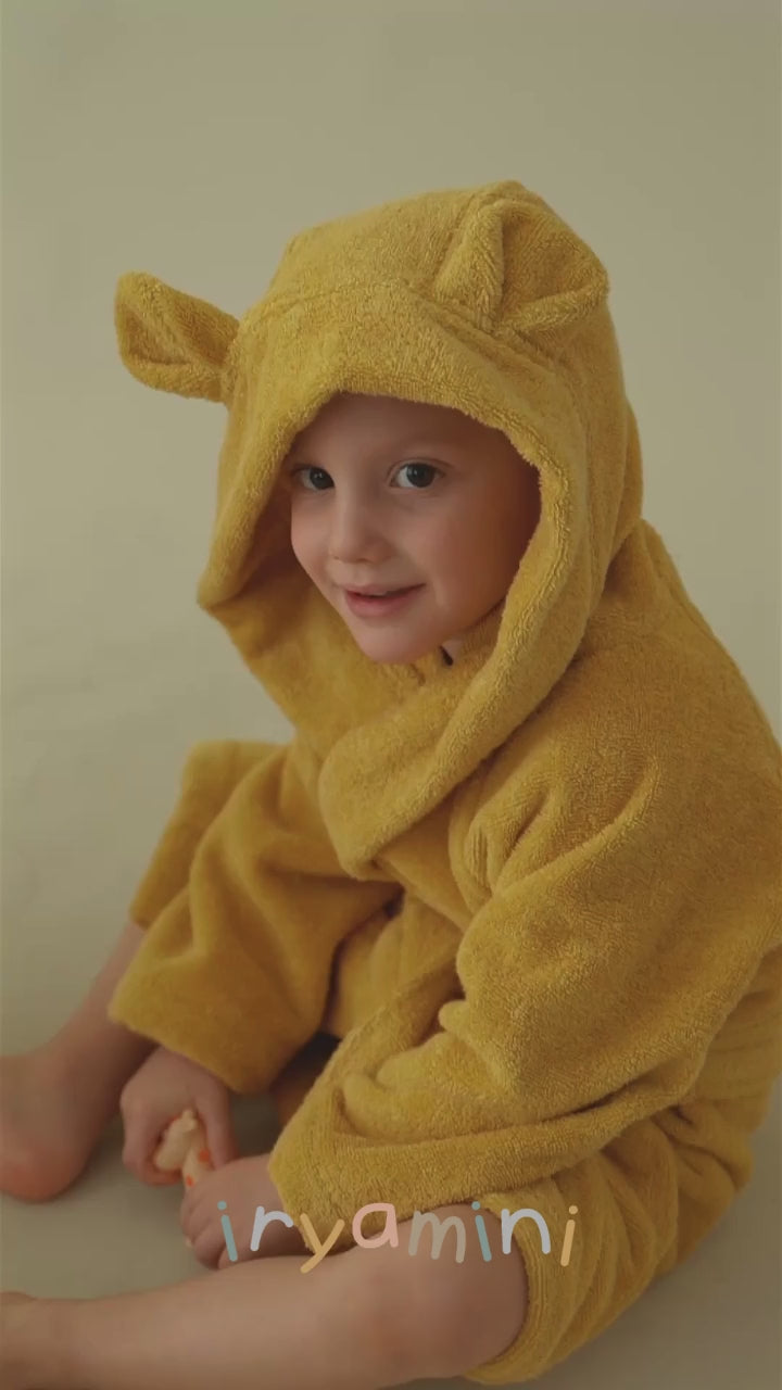 Tiny Bear Organic Cotton Kids Bathrobe Tile