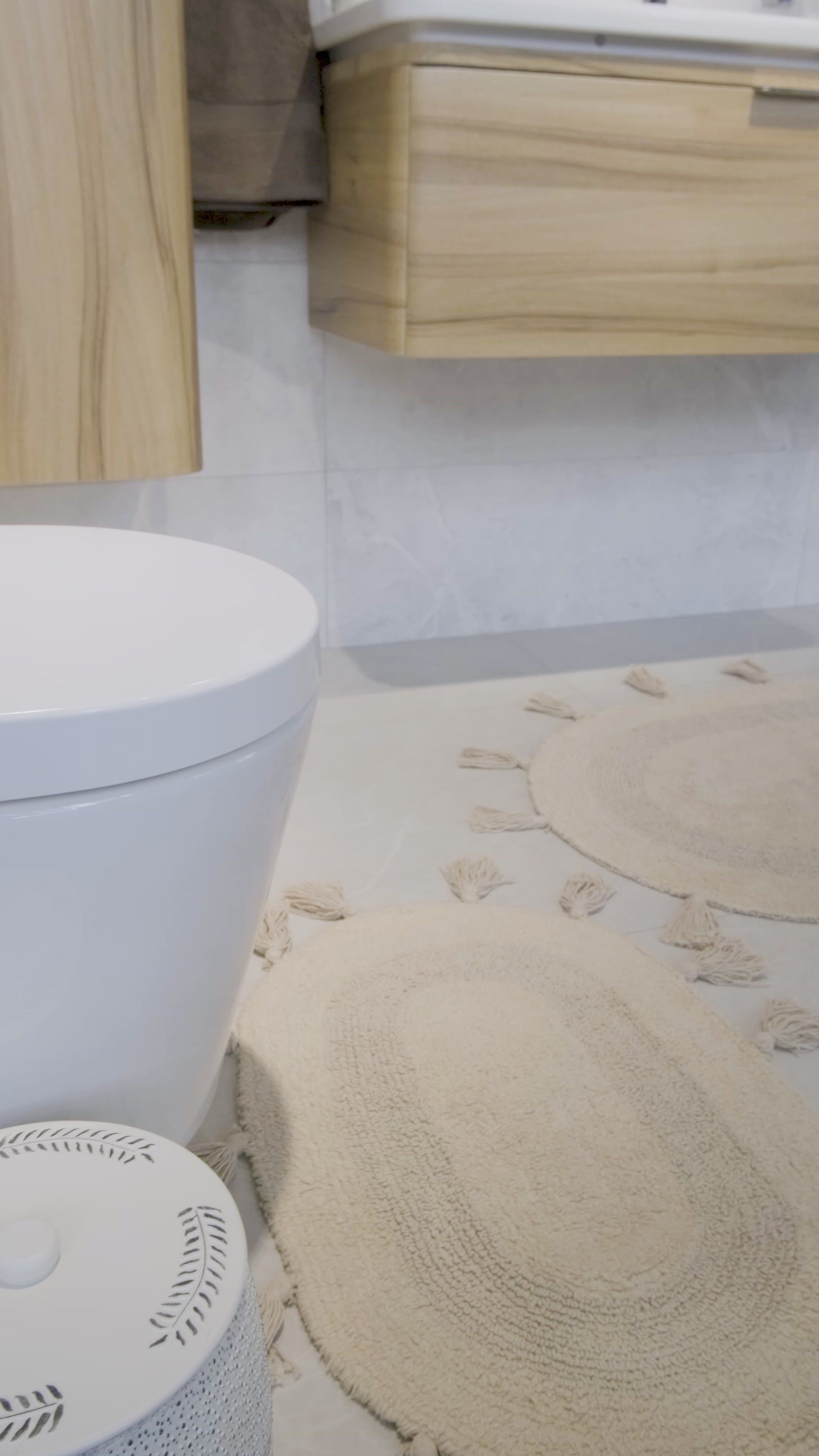 Hana 2 Piece Bath Mat Set 100% Cotton 40x60 + 60x90 Beige