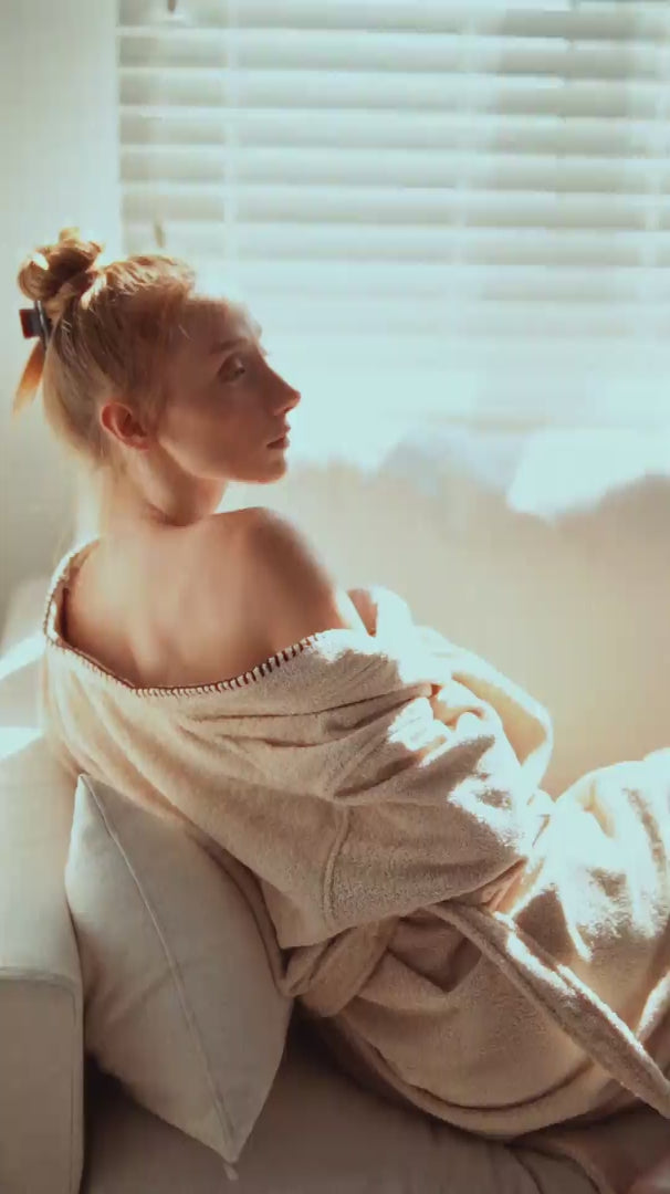 Load video: Shadow %100 Pamuk Unisex Havlu Terlik Bej