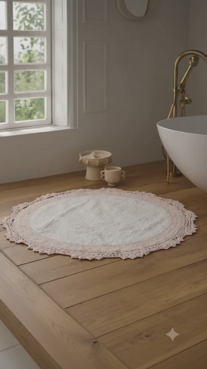 Doreen Round Bath Mat 100% Cotton 90x90 Pink