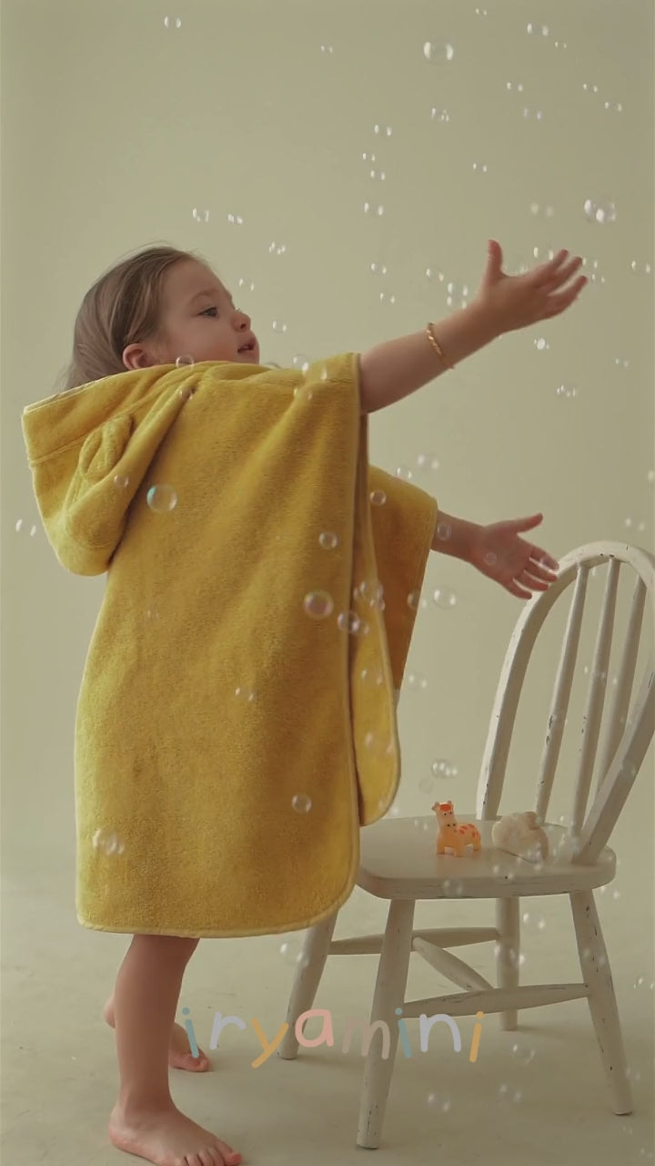 Tiny Bear Organic Cotton Kids Poncho Mustard