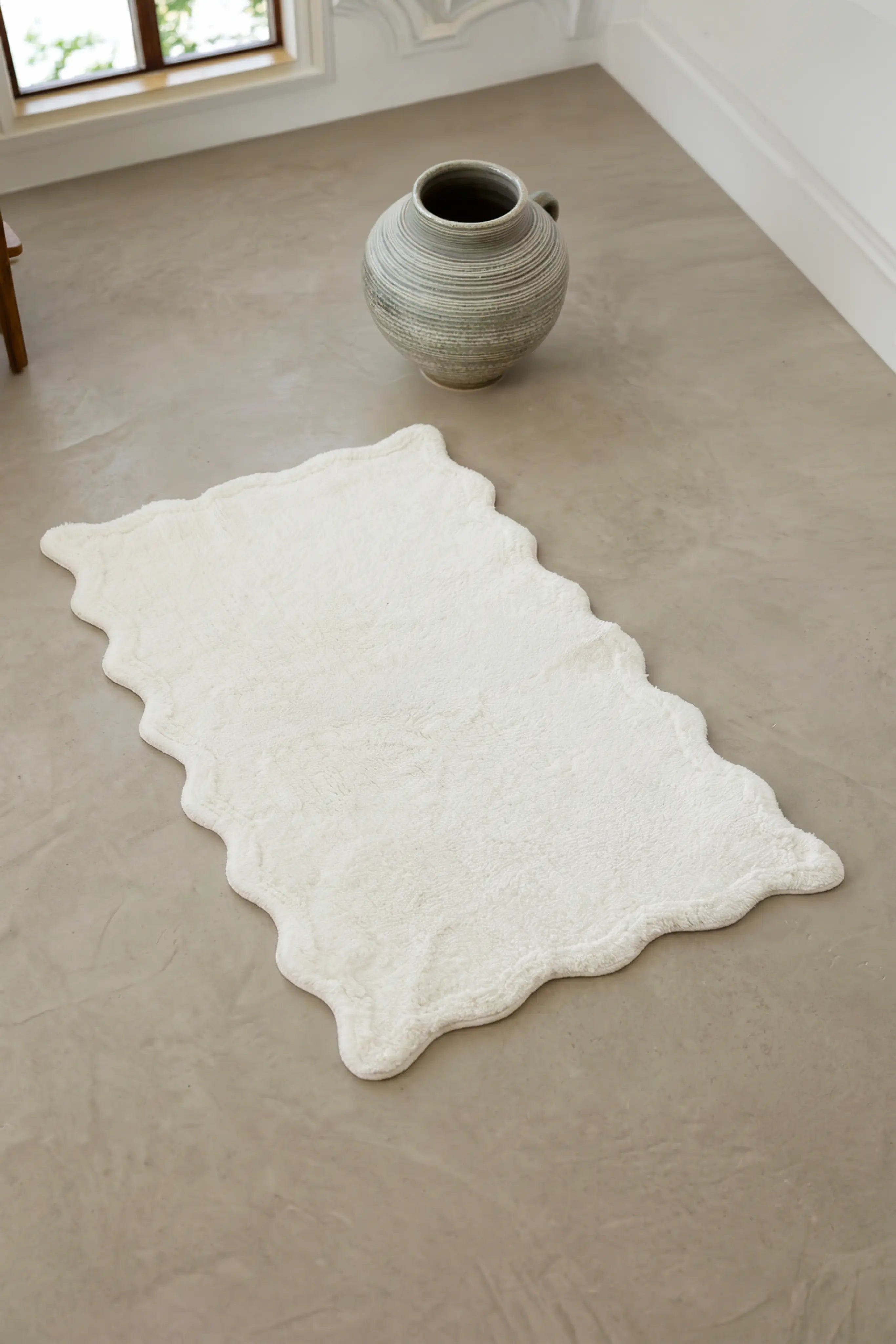 Scallop Single Bamboo Bath Mat 60x100 Ecru