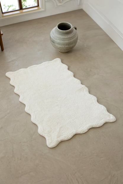 Scallop Single Bamboo Bath Mat 60x100 Ecru