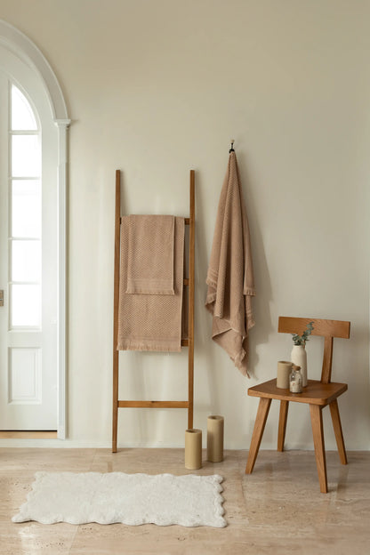 Scallop Single Bamboo Bath Mat 60x100 Ecru
