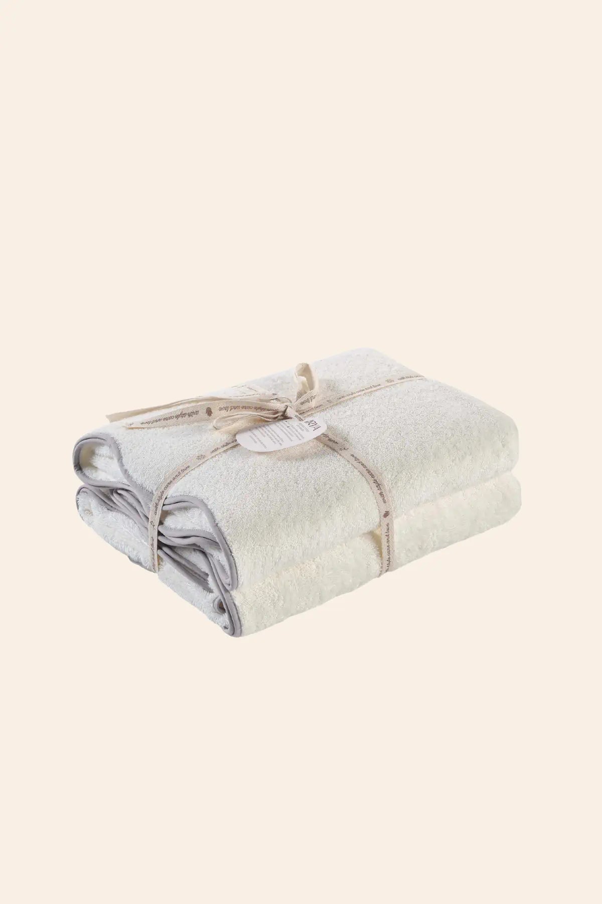 Scallop %100 Pamuk Havlu Seti Ecru+Stone Gray